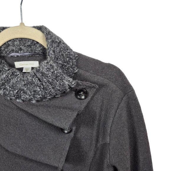 Garnet Hill Jacket Womens 6 Gray Boiled Wool Sweater Long Sleeve Ruffled Pockets - Picture 8 of 8